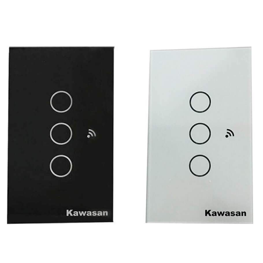 Công tắc cảm ứng hẹn giờ 3 nút có viền KAWA CT3C-WIFI(B/W)